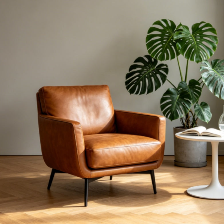 casual single-seat leather armchair