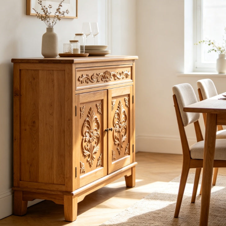 Solid Wood Carved Sideboard