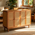 Nanyang Rattan Solid Wood 4-Door Storage Cabinet
