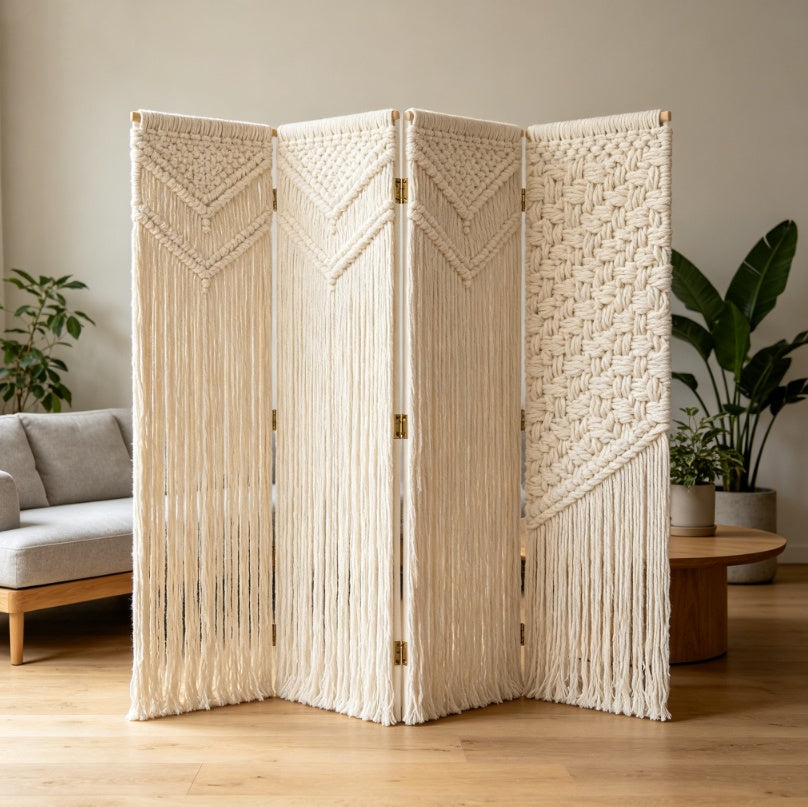 Handwoven Floor Room Divider Screen