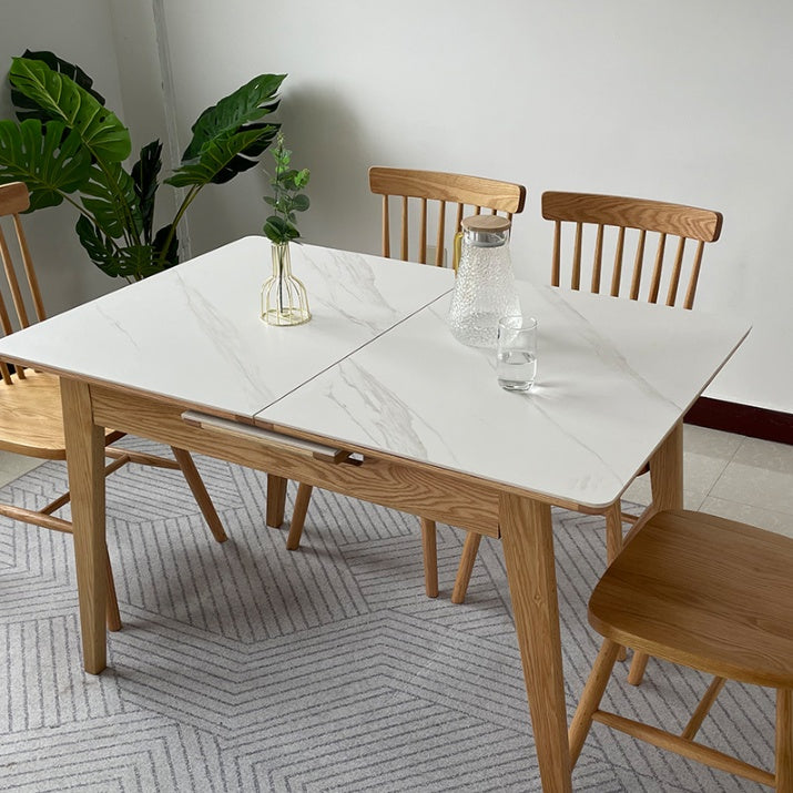 Sintered Stone & Solid Wood Extendable Dining Table