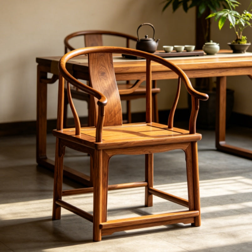 Zen New Chinese Solid Wood Round Back Tea Chair