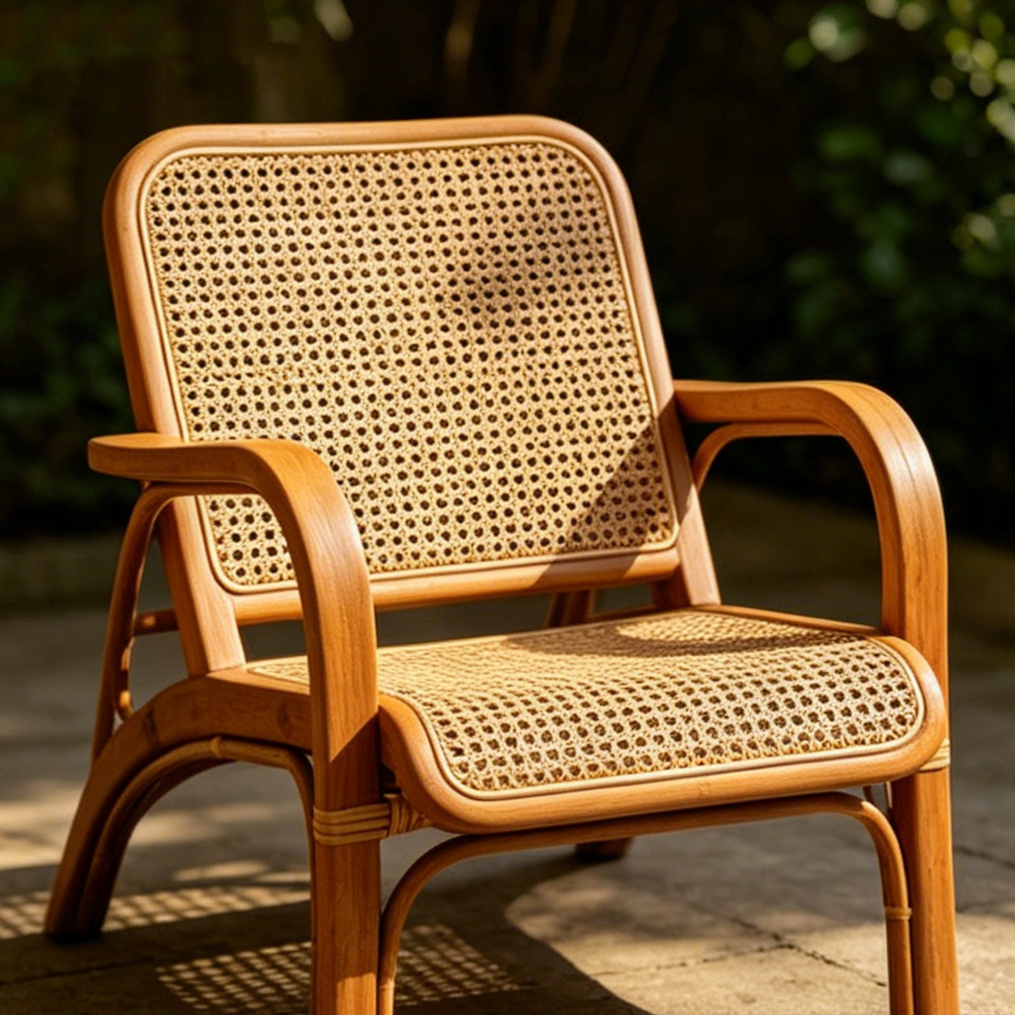 Hollow Rattan Patio Recliner